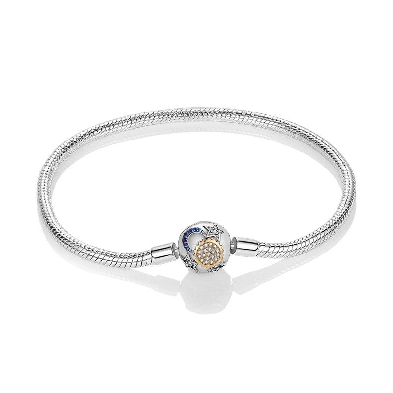 Bracelet Femme Argent 925 Chaîne Serpent Fermoir Cœur Compatible Charms